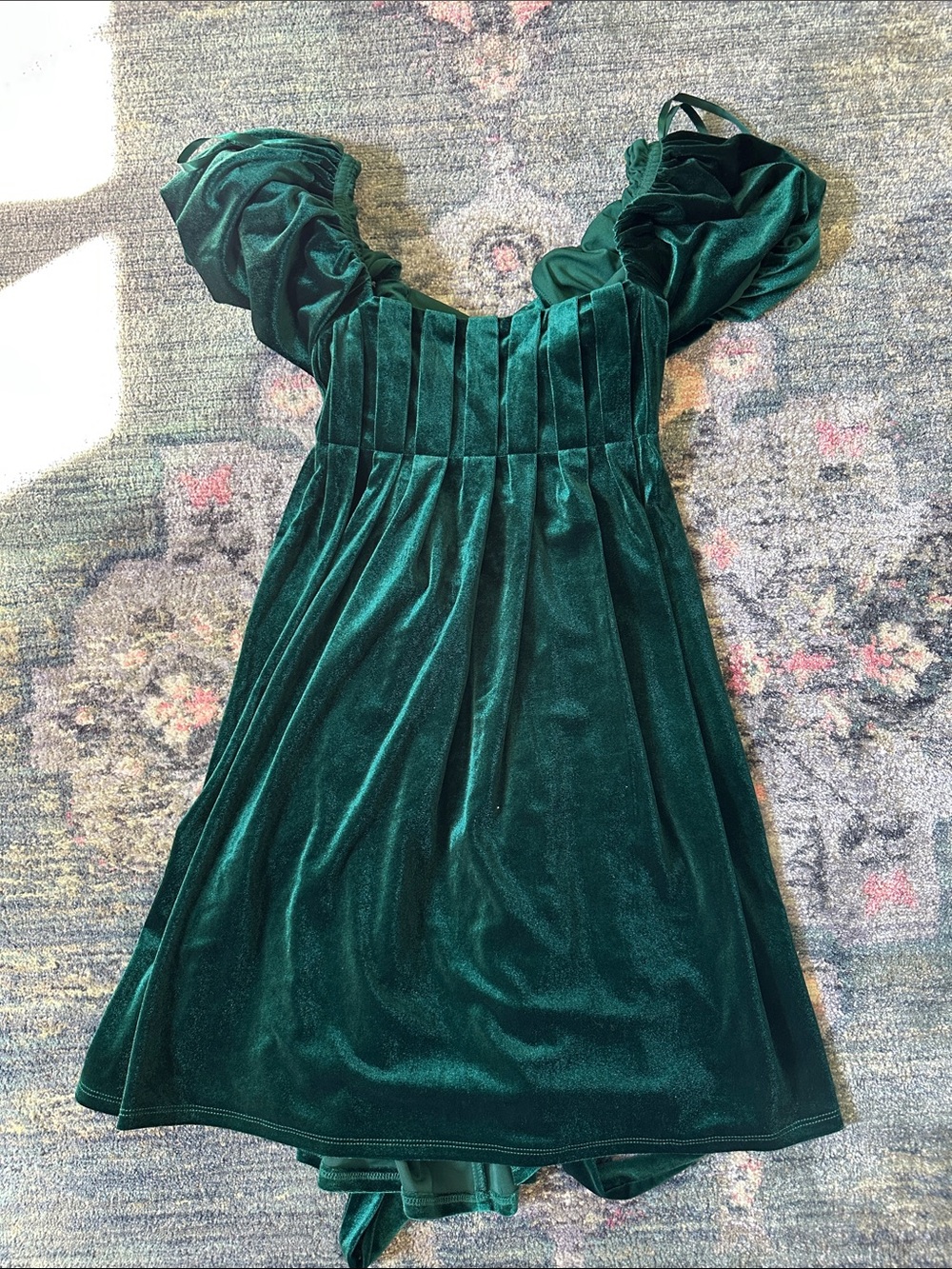 BeBop Dark Green Velvet Puff-Sleeve Cross Back Party Formal Mini Dress NWT Med
